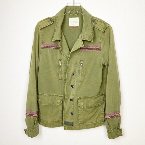 Embroidered Boho Military Inspo Jacket Large - Picture 2 of 8